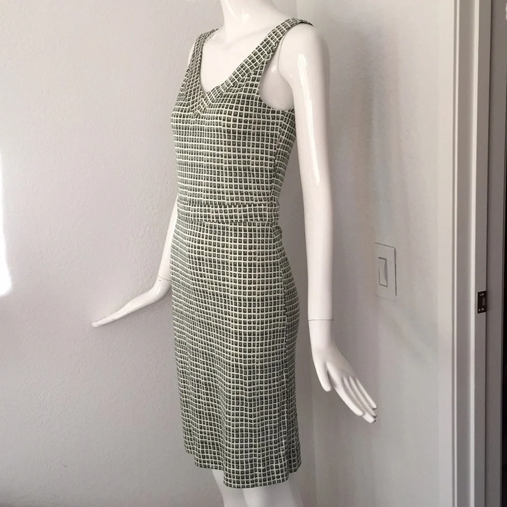 Tory Burch green white printed knit silk dress